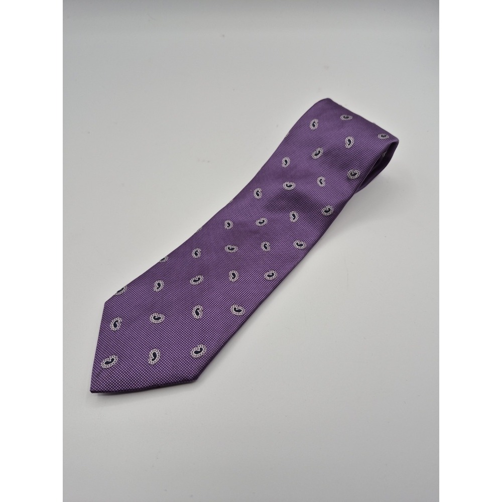 Brooks Brothers Makers Merchants Paisley Tie Purple Italian Silk USA - Picture 1 of 4